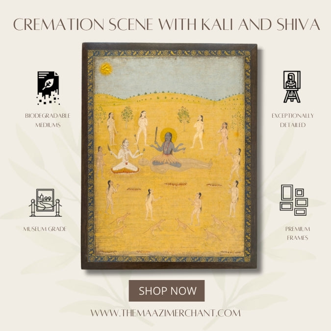 Cremation Scene with Kali and Shiva