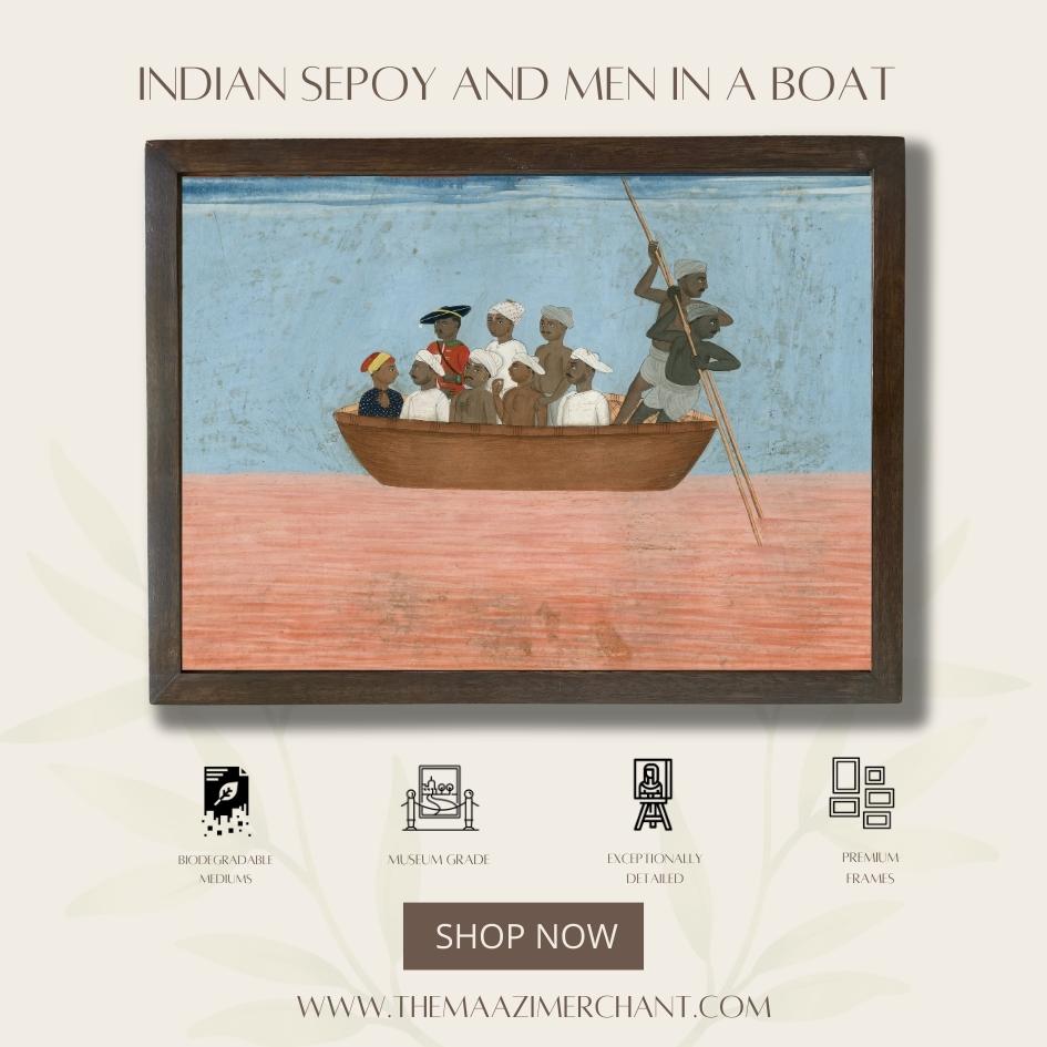 Indian Sepoy and men in a boat
