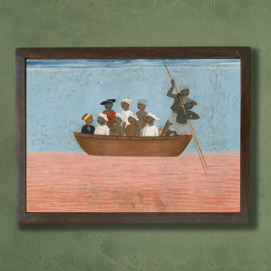 Indian Sepoy and men in a boat