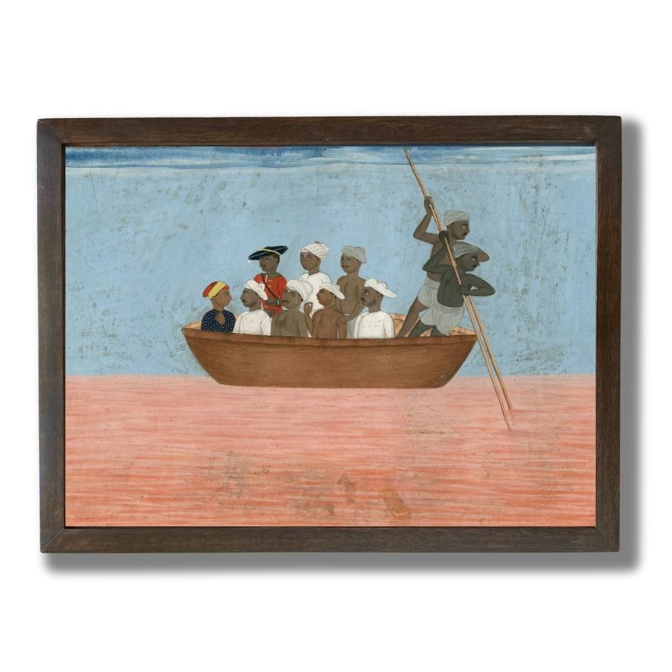 Indian Sepoy and men in a boat