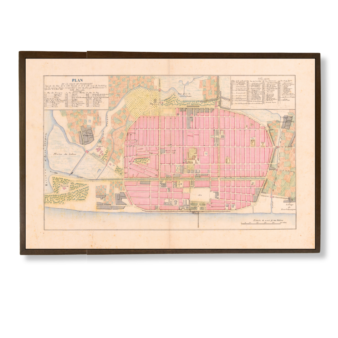 French Colonial Map of Pondicherry, 1856