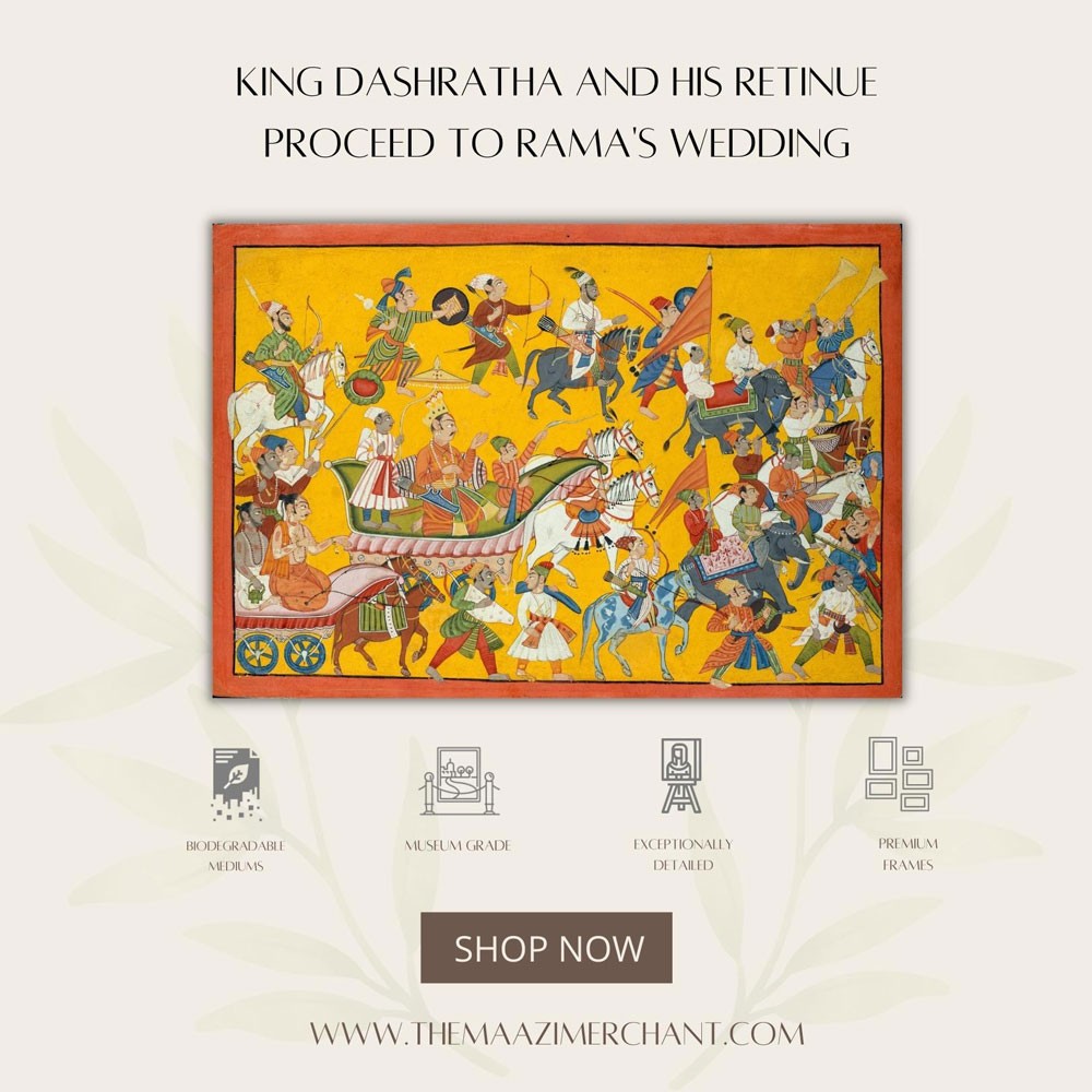 King Dasaratha and His Retinue Proceed to Rama's Wedding