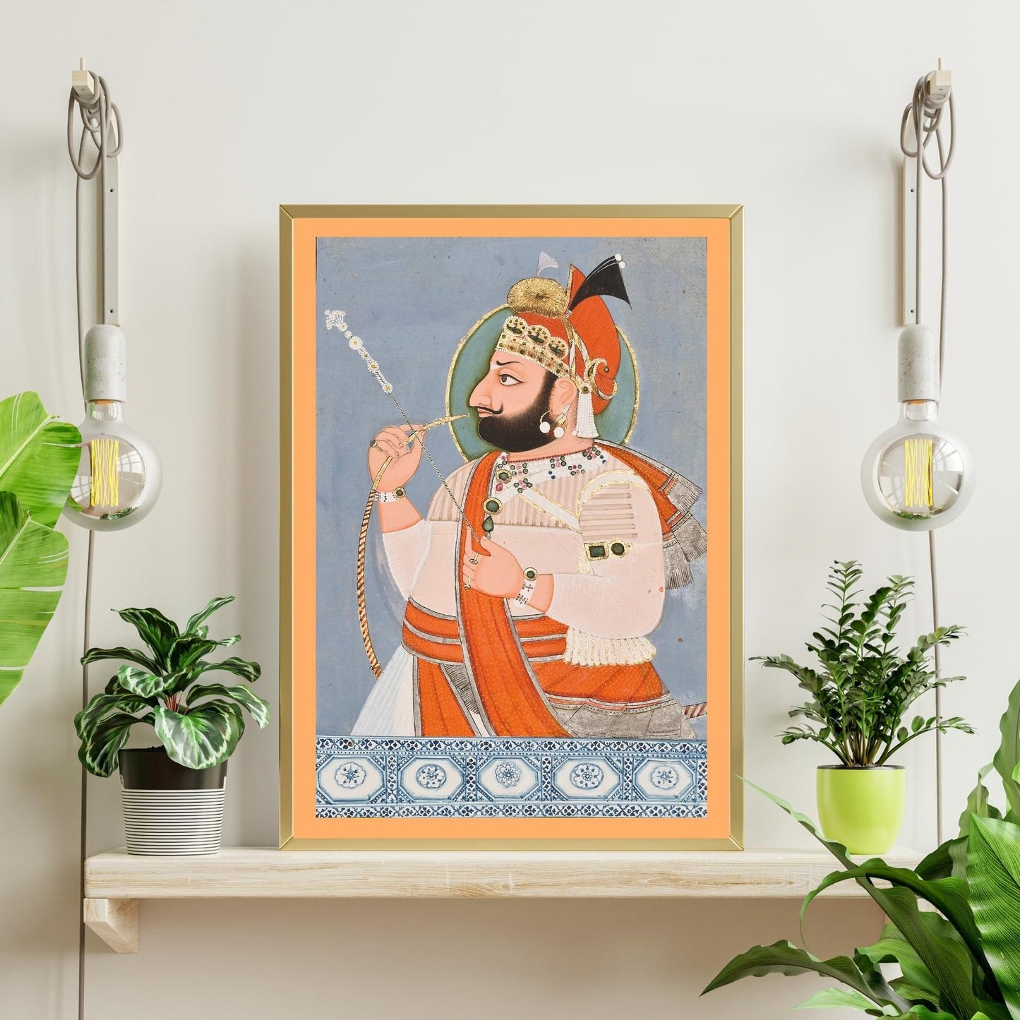 Maharana Jawan Singh smoking a hookah