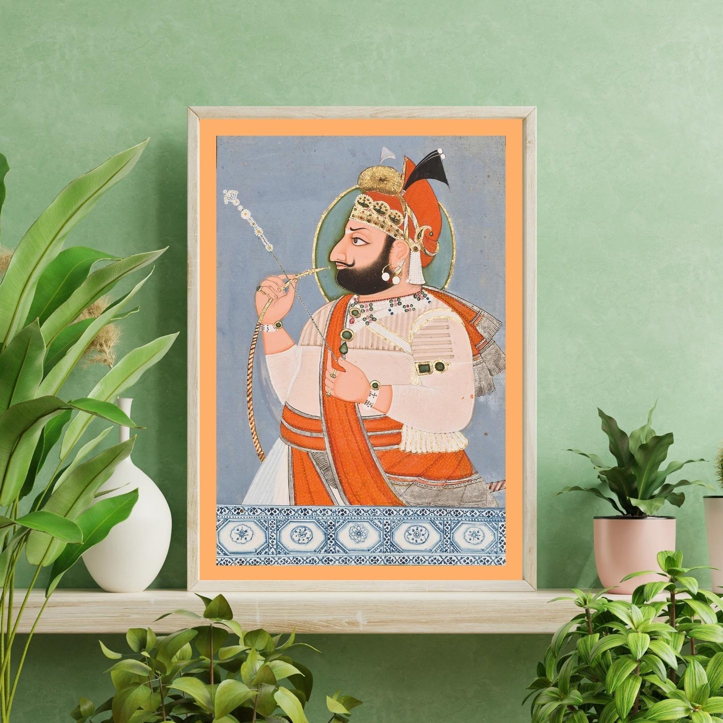 Maharana Jawan Singh smoking a hookah