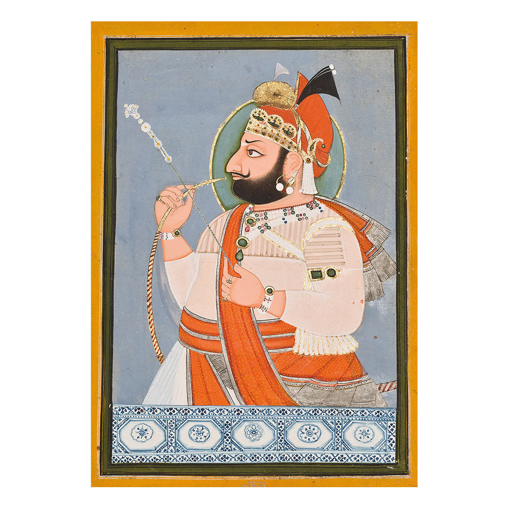 Maharana Jawan Singh smoking a hookah