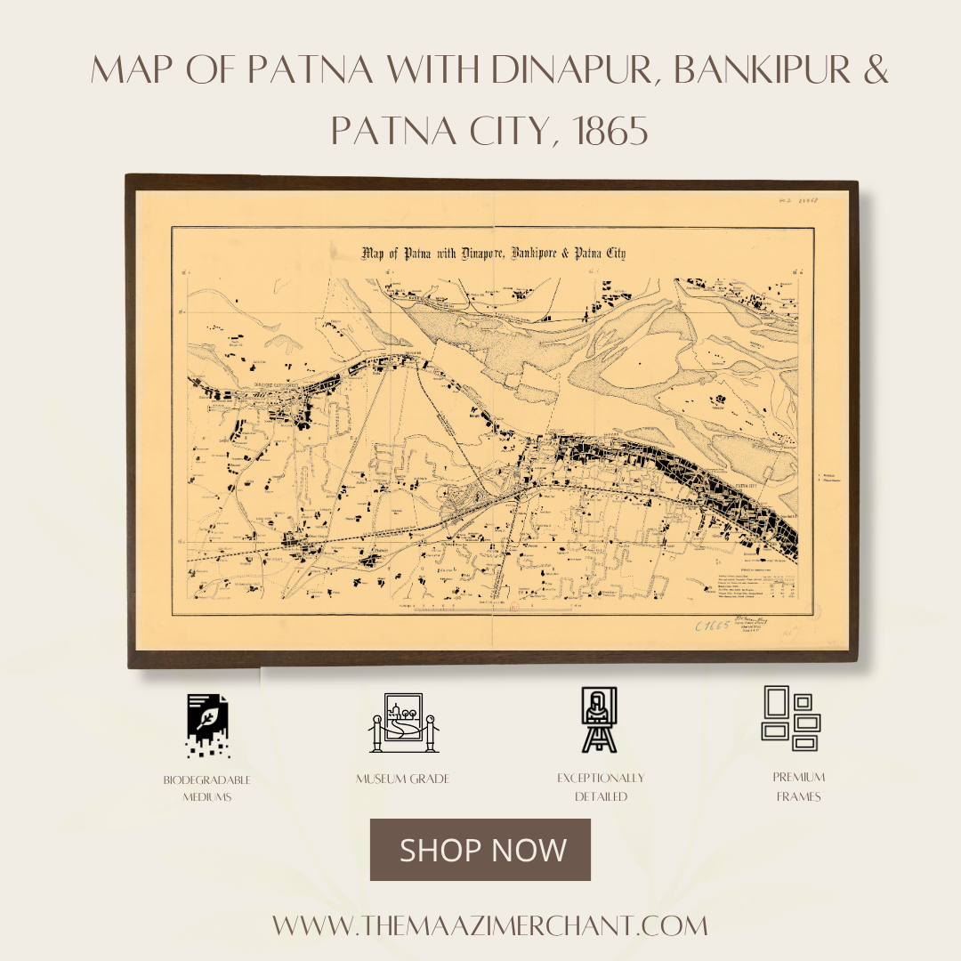 Map of Patna with Dinapur, Bankipur & Patna City ,1865