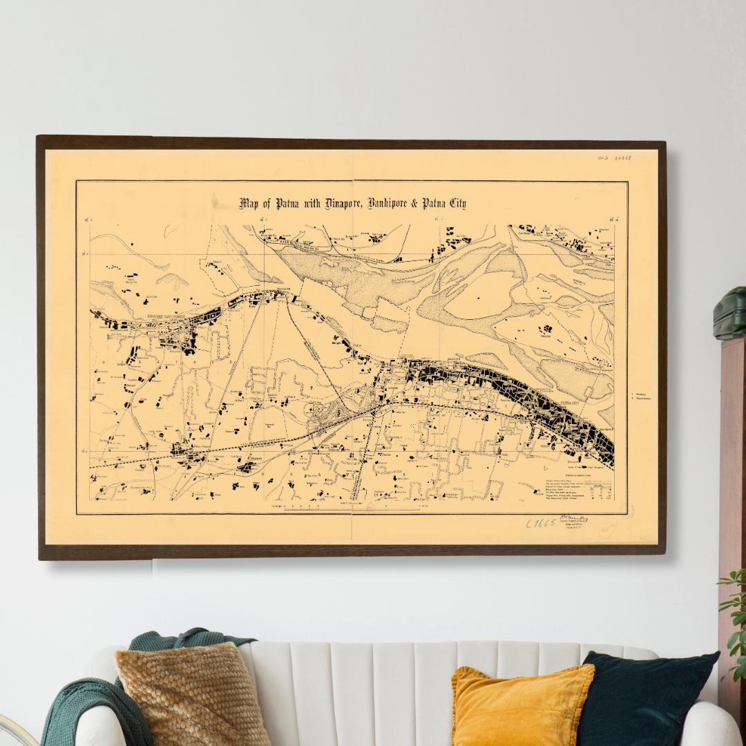 Map of Patna with Dinapur, Bankipur & Patna City ,1865