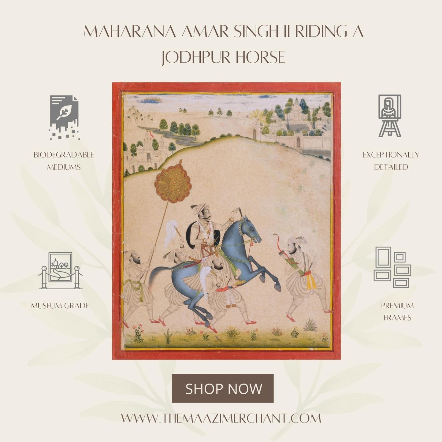 Maharana Amar Singh II riding a Jodhpur horse