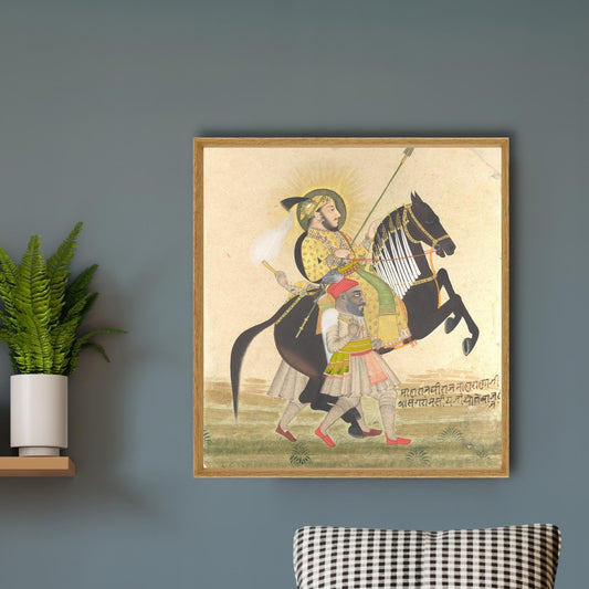 Maharana Sangram Singh riding a prized stallion