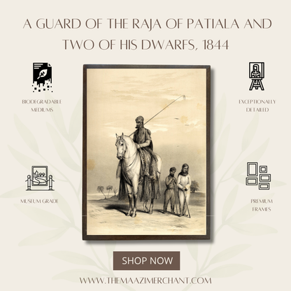 A guard of the Raja of Patiala and his dwarfs, 1844