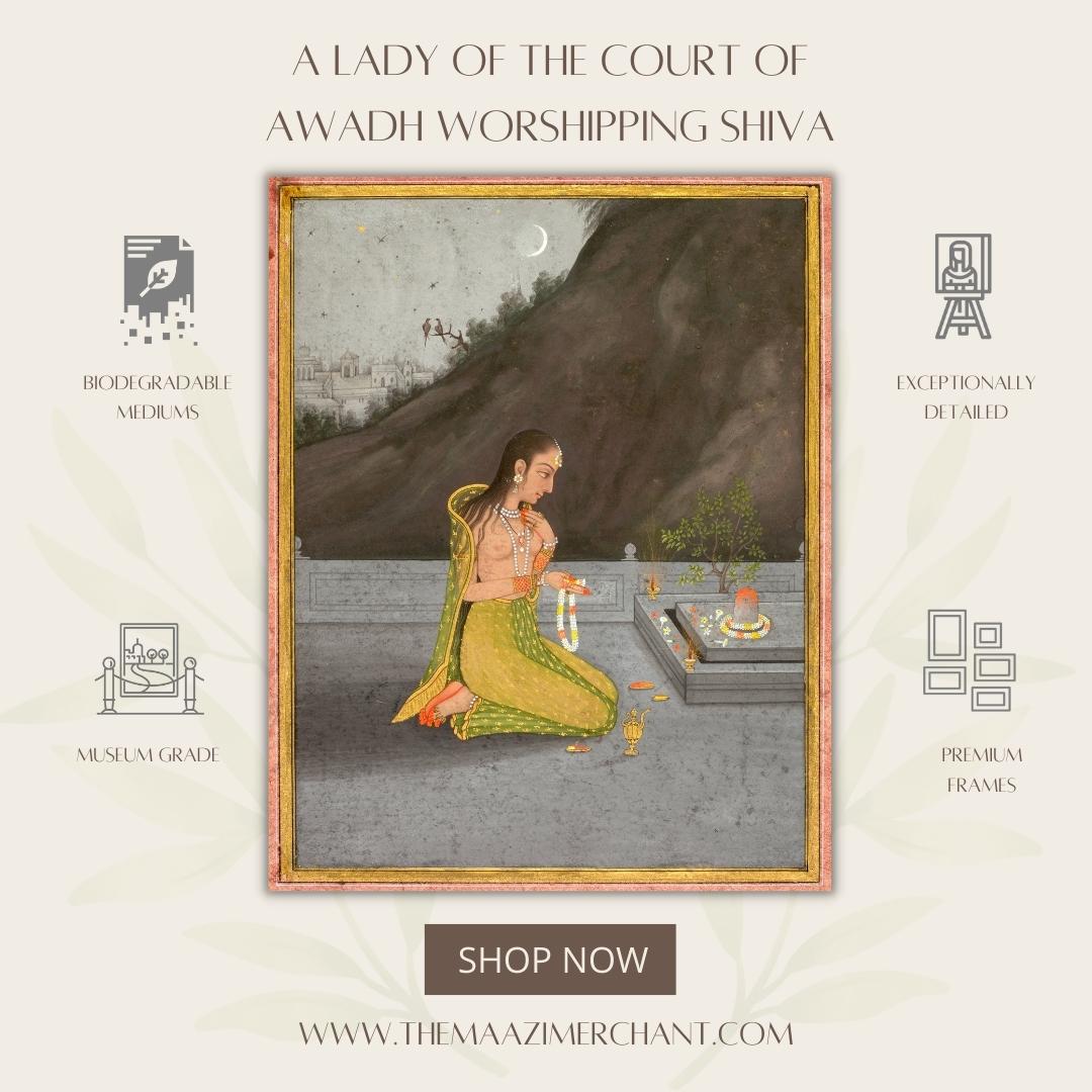 A lady of the court of awadh worshipping Shiva