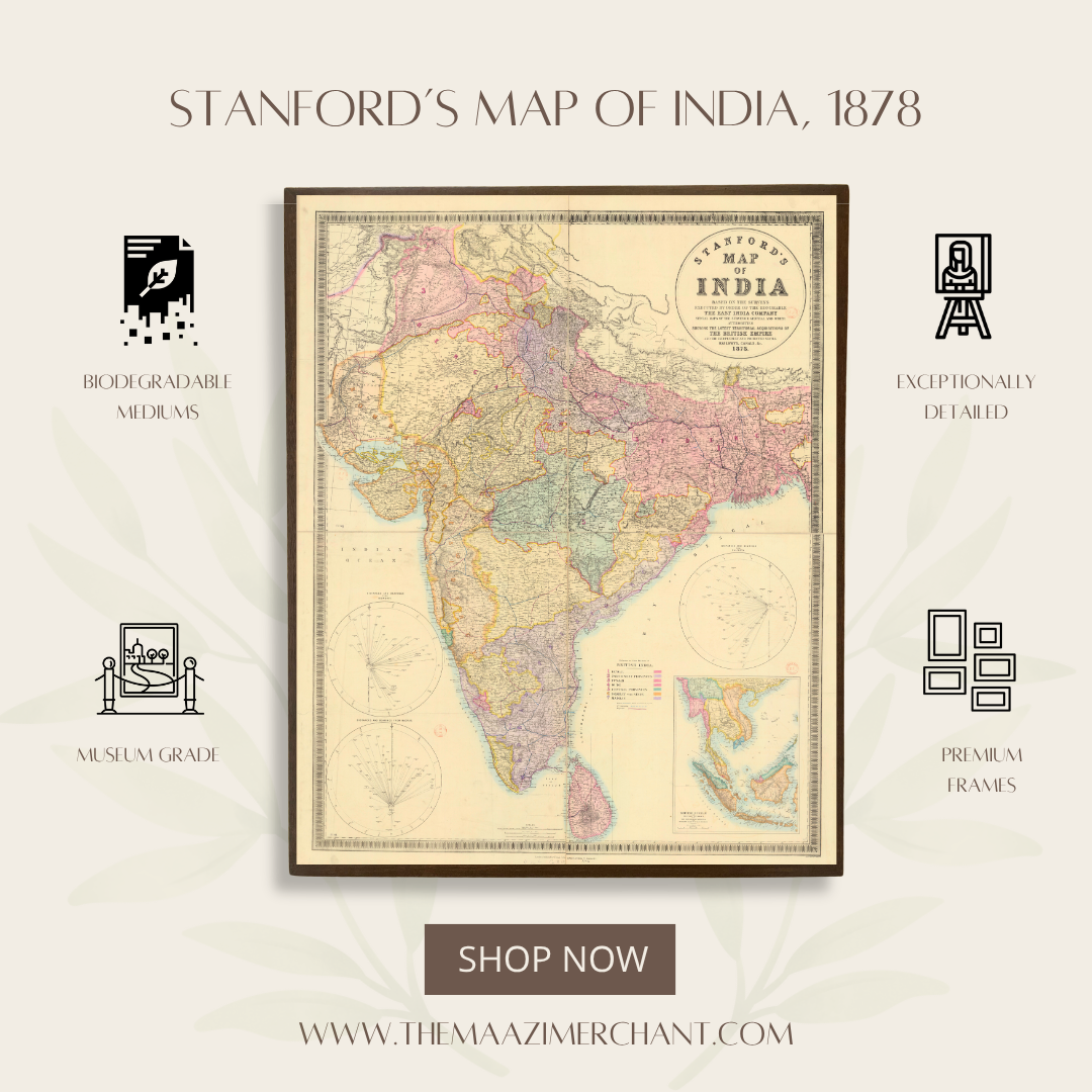 Stanford's Map of India, 1878