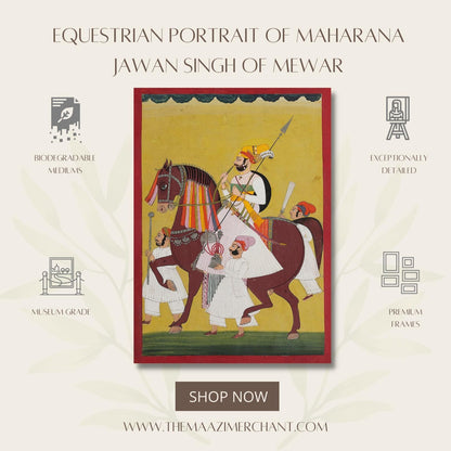 Equestrian portrait of Maharana Jawan Singh of mewar