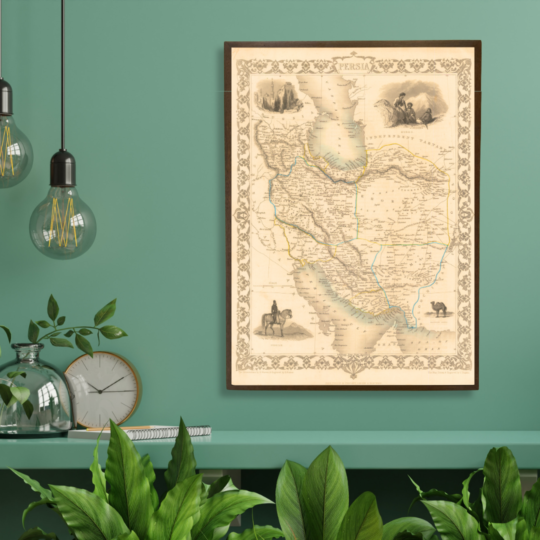 Antique Map of Persia, 1851