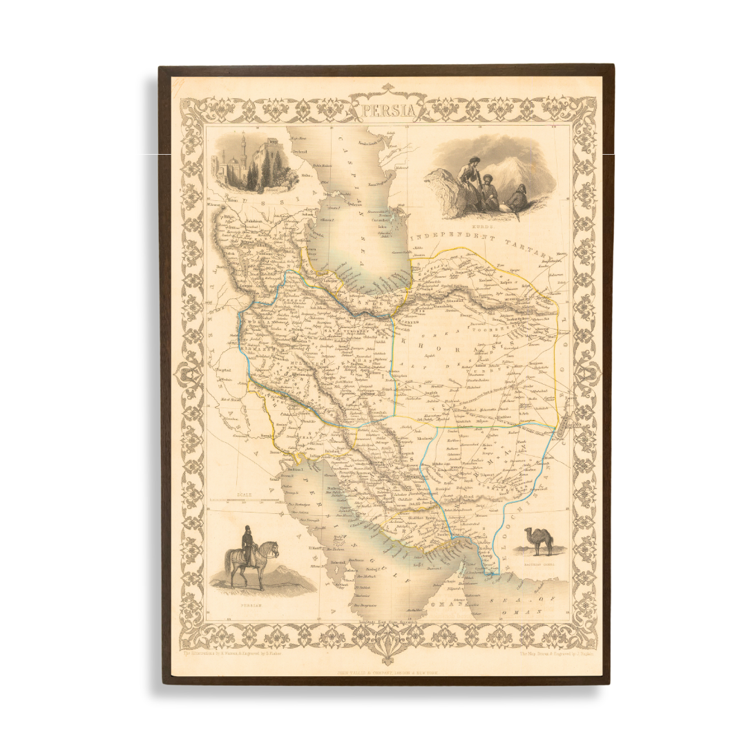 Antique Map of Persia, 1851