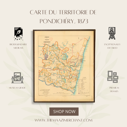 Carte Du Territorie De PONDICHÉRY, 1873