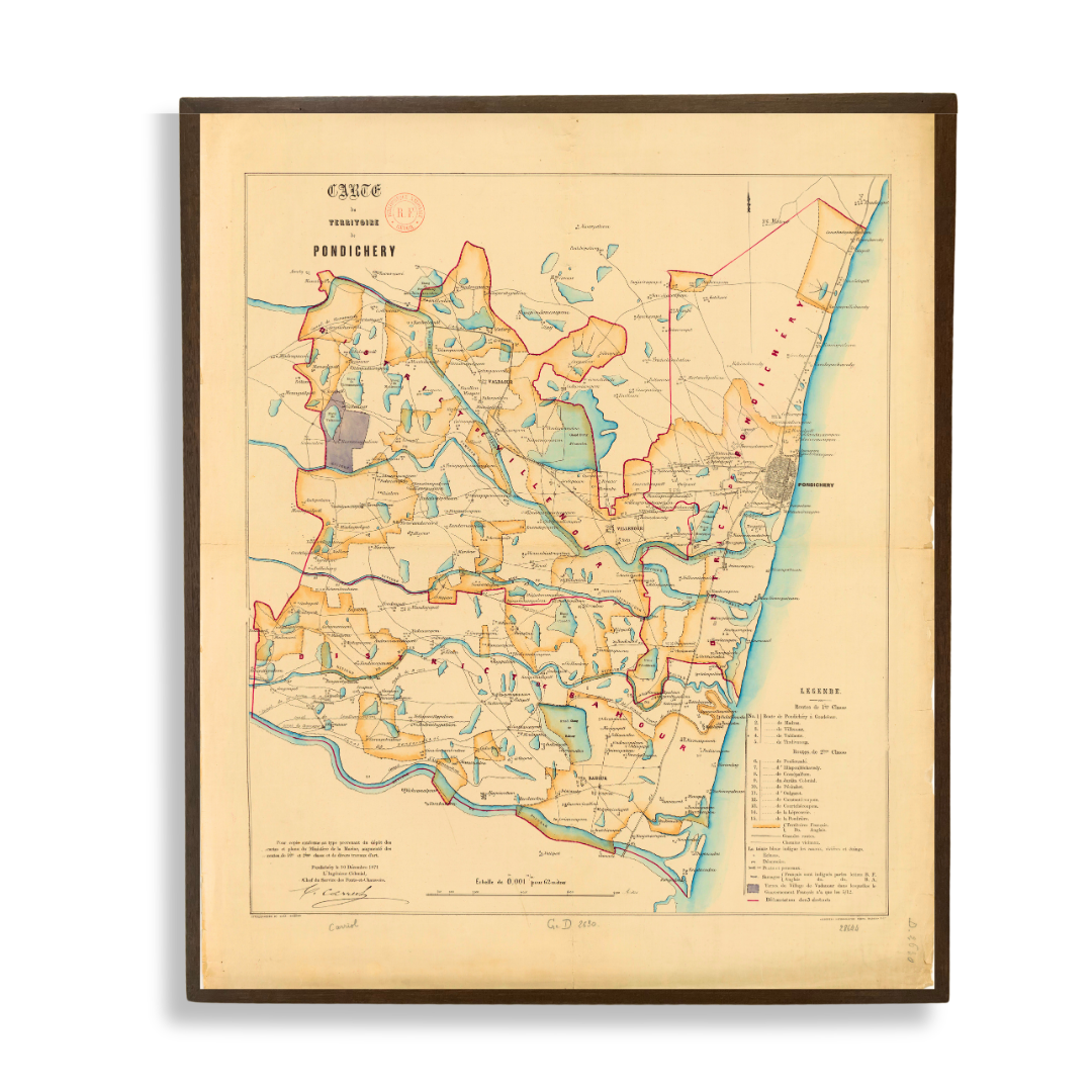 Carte Du Territorie De PONDICHÉRY, 1873