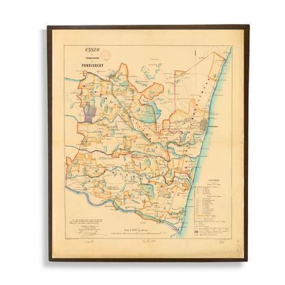 Carte Du Territorie De PONDICHÉRY, 1873