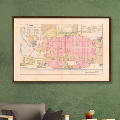 French Colonial Map of Pondicherry, 1856