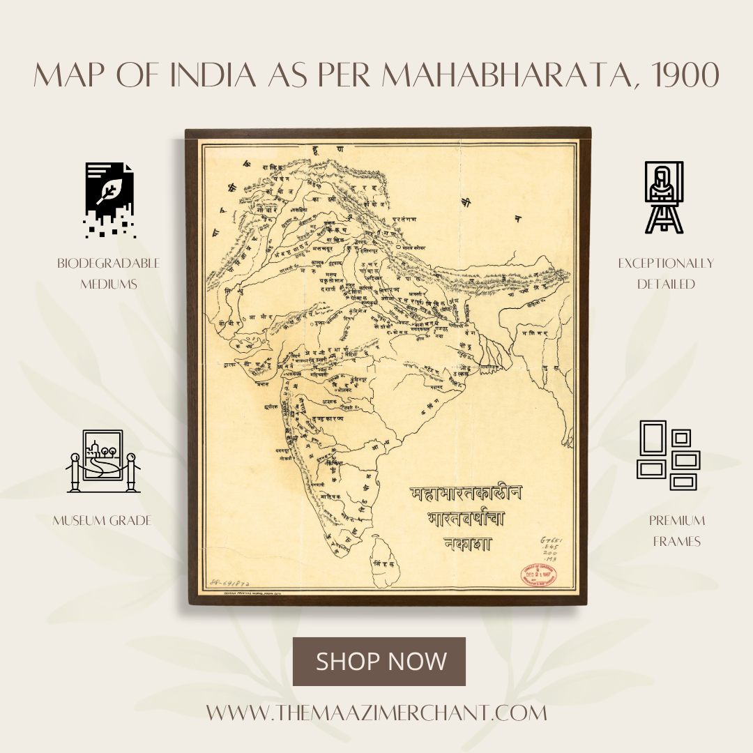 Map of India as per Mahabharata, 1900