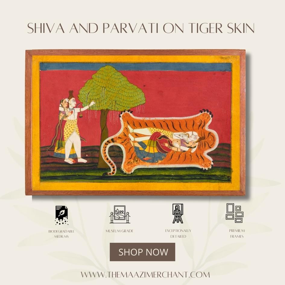 Shiva and Parvati on tiger skin