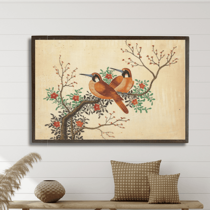 Birds on a flowering tree
