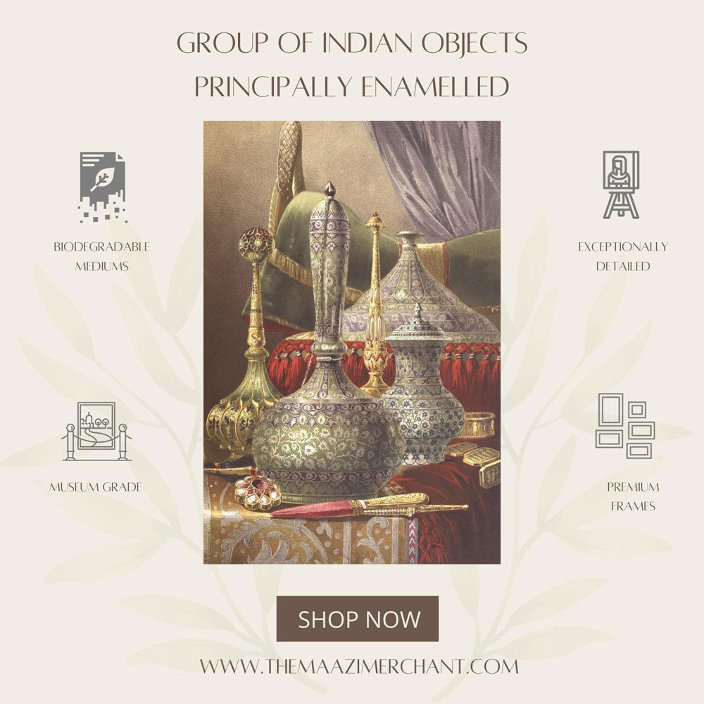 Group of Indian objects principally enamelled