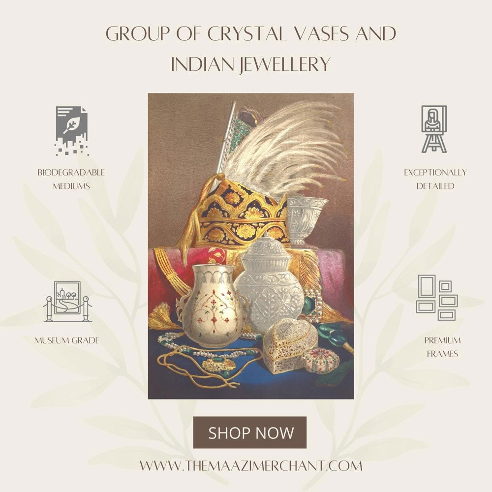 Group of Crystal vases and Indian jewellery