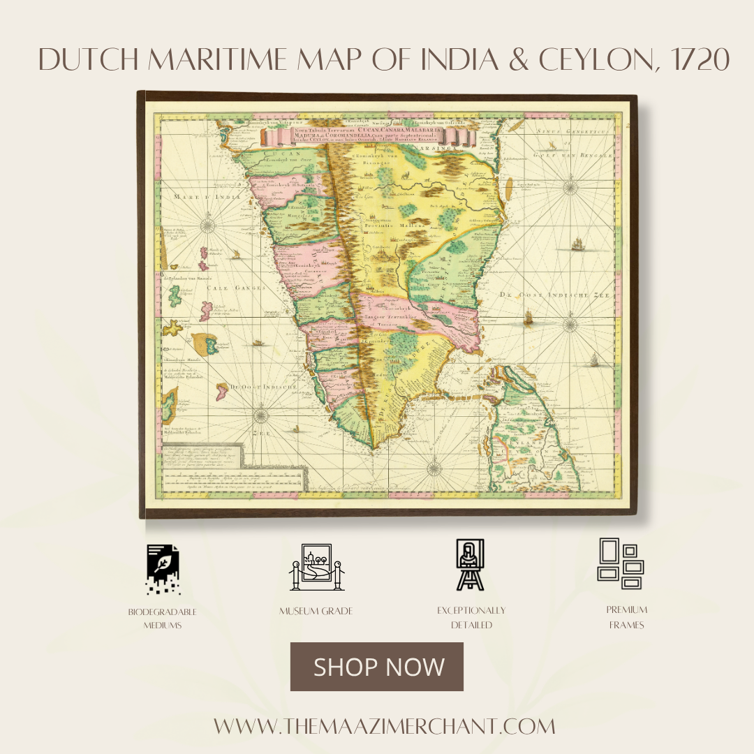 Dutch Maritime Map of India & Ceylon, 1720