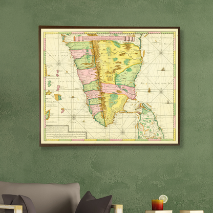 Dutch Maritime Map of India & Ceylon, 1720