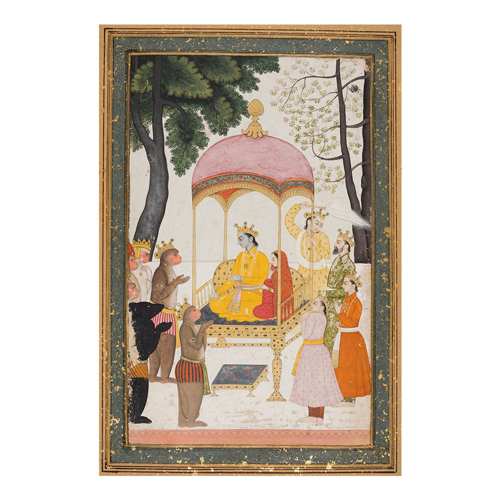 Enthroned Ram and Sita receive their allies