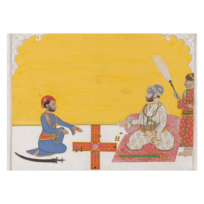 Maharana Sarup Singh playing pachisi